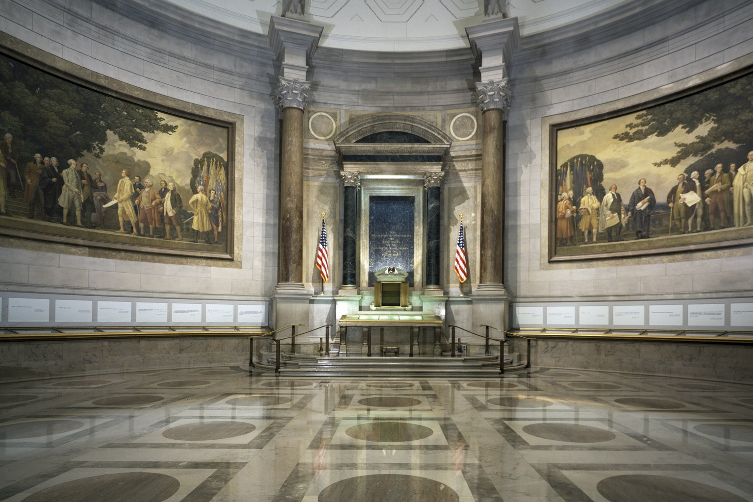 National Archives Rotunda display of the Charters of Freedom