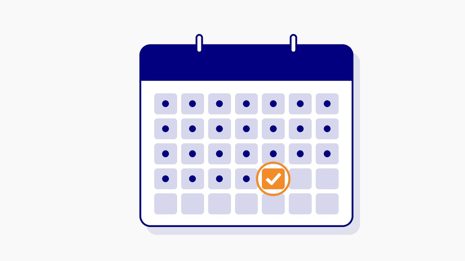 Flat illustration of a calendar with daily study dots leading up to one highlighted, checked-off day