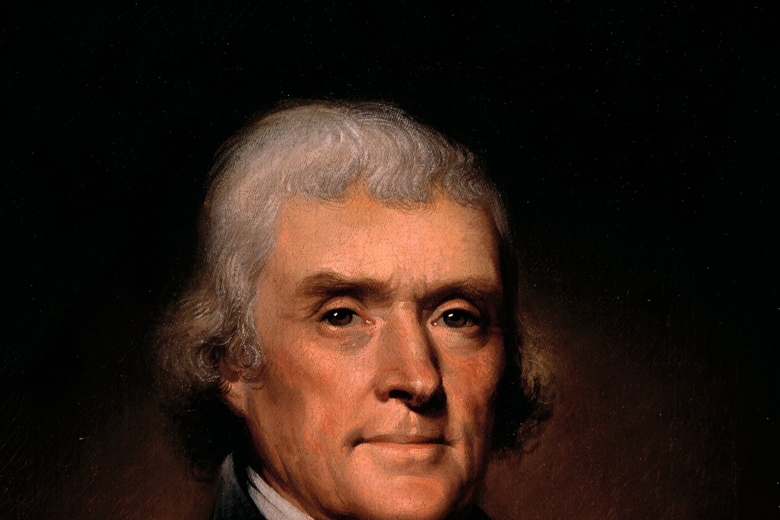 Cropped landscape detail of Rembrandt Peale’s portrait of Thomas Jefferson